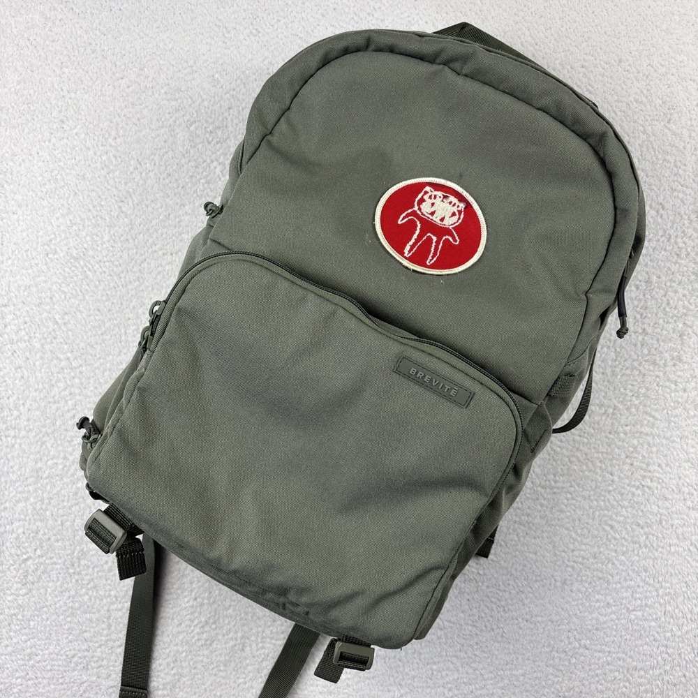 BREVITE The Jumper Camera Backpack Pine Green Radiohead Patch Padded Travel Bag